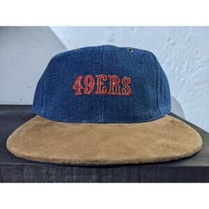 NEW San Francisco 49ers 90s Annco DENIM snapback blue suede cap Team NFL vintage